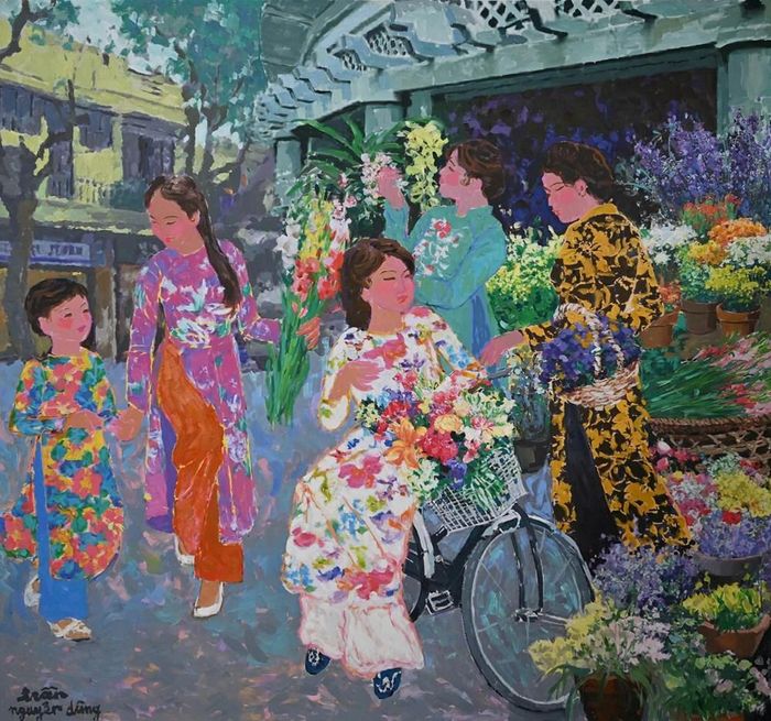 Tác phẩm "Quầy hoa bên Hàng Khay"