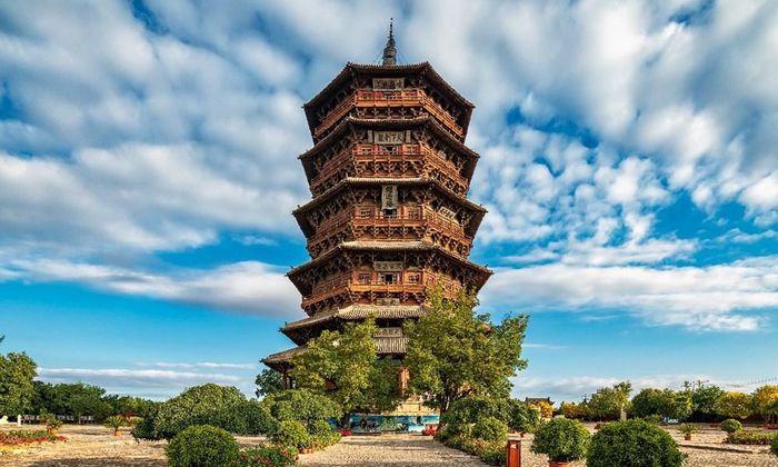Chùa Gỗ Ứng Huyện ở tỉnh Sơn Tây được xem là tháp gỗ kiểu đình cao nhất và lâu đời nhất thế giới còn tồn tại. Ảnh: VCG