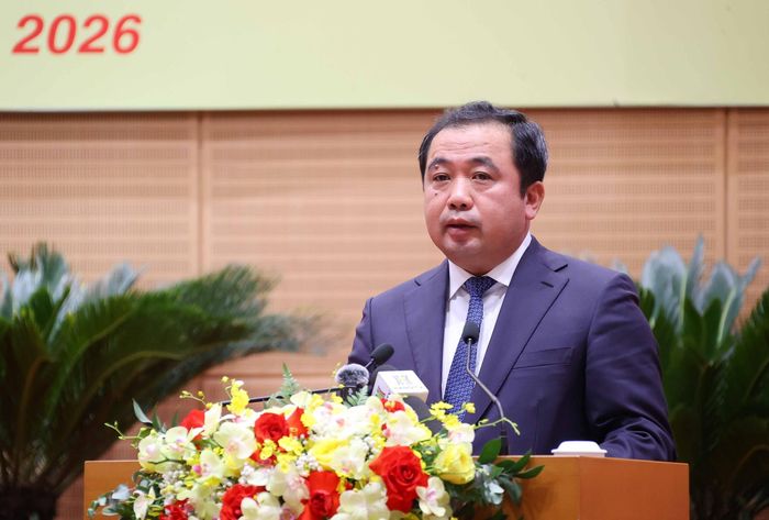 Ủy viên Bộ Chính trị, Bí thư Thành ủy Hà Nội Trần Đức Thắng phát biểu chỉ đạo kỳ họp. Ảnh: Văn Điệp - TTXVN