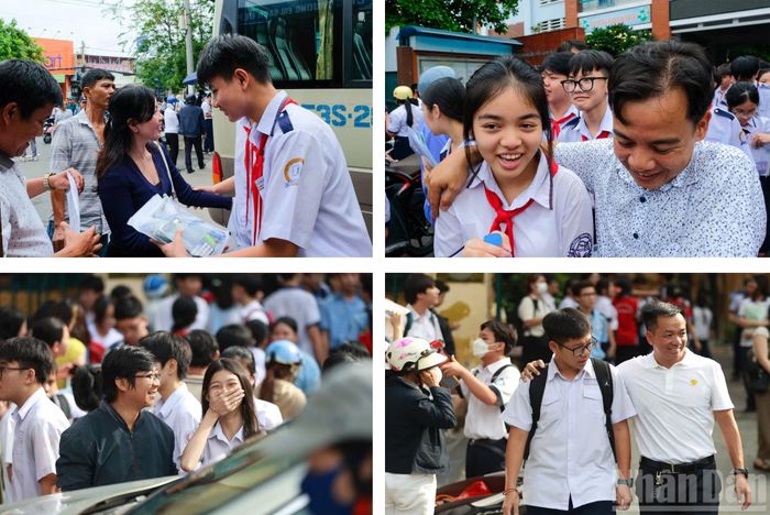 Những nụ cười đầy rạng rỡ khi các bậc phụ huynh chờ đợi sau 120 phút làm bài thi.