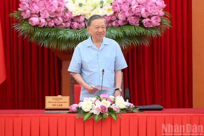 Tổng Bí thư, Chủ tịch nước Tô Lâm phát biểu tại cuộc làm việc.