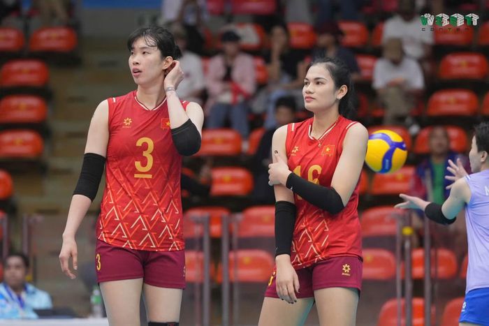 Đội tuyển bóng chuyền nữ Việt Nam thi đấu tại SEA Games 33. (Ảnh: VietContent)