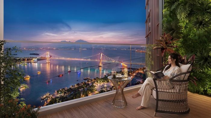 Không chỉ sở hữu lợi thế hướng sông, khu vực này còn mở ra tầm nhìn kết nối sông Hàn, đô thị trung tâm và biển Đà Nẵng, tạo nên bức tranh cảnh quan đa sắc màu. Ảnh: Sun Property.