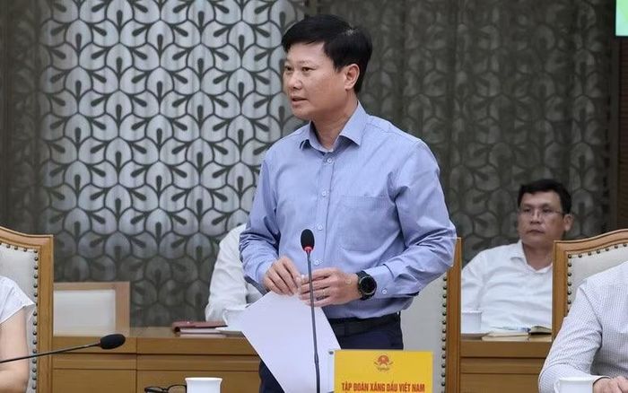 Ông Lưu Văn Tuyển, Tổng Giám đốc Petrolimex phát biểu tại cuộc họp. (Ảnh: VGP/Phương Nguyên)