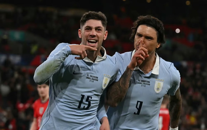 Đội tuyển Uruguay trong trận hòa đội tuyển Anh 1-1 hôm 28-3-2026. Ảnh: Getty 