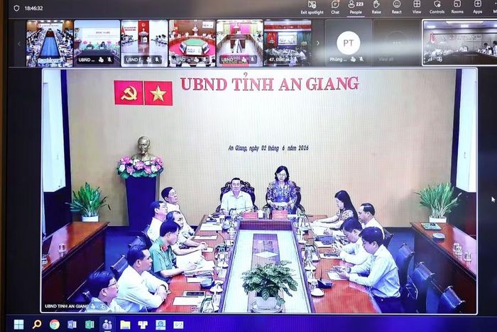 Bà Nguyễn Thị Minh Thúy, Phó Chủ tịch UBND tỉnh An Giang phát biểu tại hội nghị.