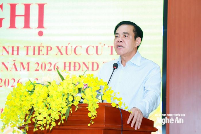 Chủ tịch UBND tỉnh Võ Trọng Hải trả lời các kiến nghị cử tri. Ảnh: Thành Duy