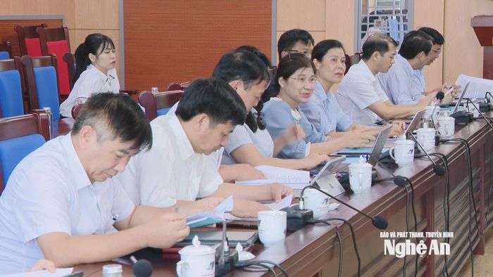 Các đại biểu dự cuộc họp thẩm tra.