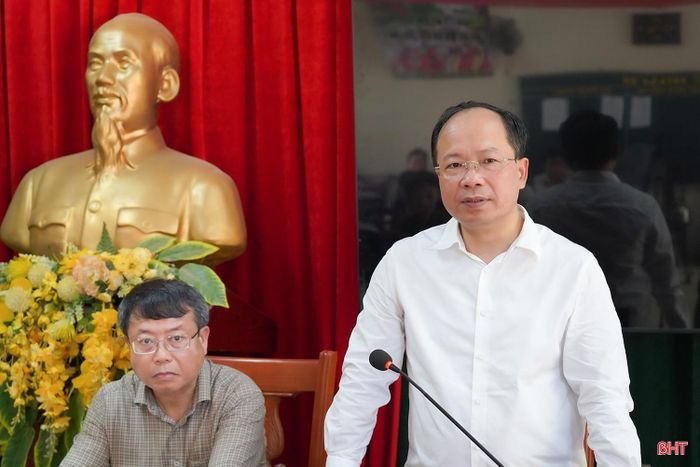 Đồng chí Nguyễn Duy Lâm - Ủy viên Trung ương Đảng, Bí thư Tỉnh ủy, Trưởng đoàn ĐBQH tỉnh phát biểu chỉ đạo tại buổi làm việc.