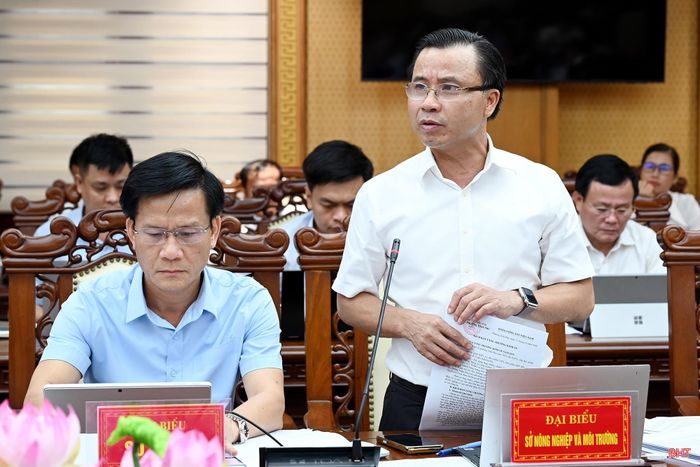 Đồng chí Lê Ngọc Huấn - Giám đốc Sở NN&amp;MT làm rõ một số nội dung địa phương kiến nghị.