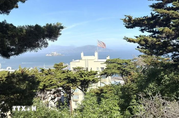 Từ trên cao, Vịnh San Francisco trải rộng như một bức tranh sống động giữa thiên nhiên và đô thị hiện đại. (Ảnh: Ngọc Quang/TTXVN)