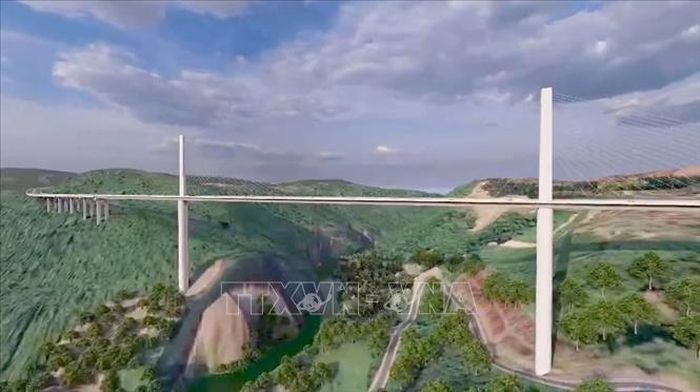 Một trong các phương án xây cầu vượt sông Đồng Nai, thuộc dự án đường động lực từ Gia Nghĩa đi Bảo Lâm đang được các đơn vị tư vấn đề xuất. Ảnh: TTXVN phát