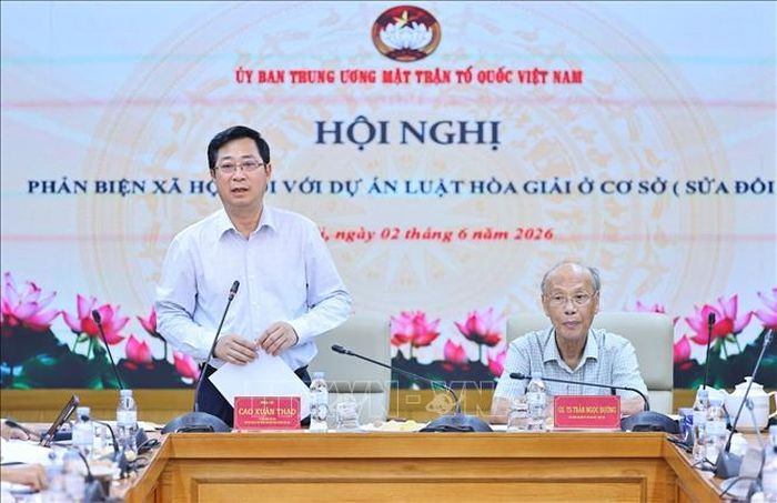Đồng chí Cao Xuân Thạo - Phó Chủ tịch Ủy ban Trung ương Mặt trận Tổ quốc Việt Nam phát biểu. Ảnh: Minh Đức/TTXVN
