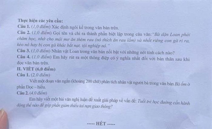 Đề thi môn Ngữ Văn thi vào lớp 10 tại Tây Ninh năm 2026