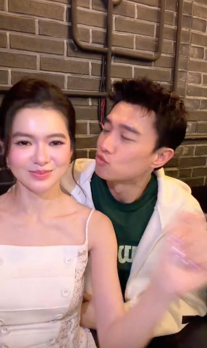Quốc Trường dành những cử chỉ cực kỳ thân thiết với Yên Đan (Ảnh: Chụp màn hình).
