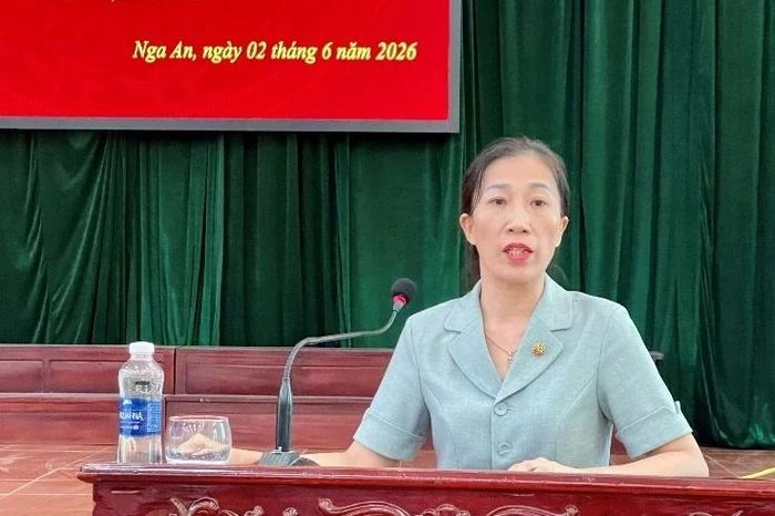Lãnh đạo xã Tân Tiến phát biểu tại hội nghị.