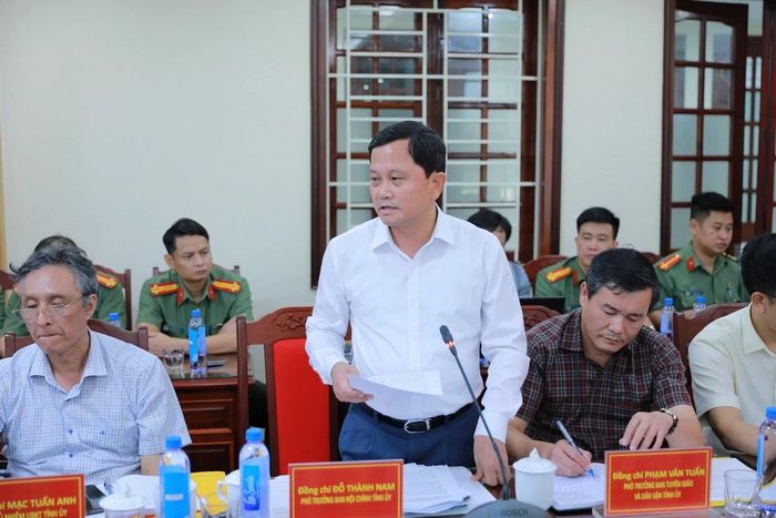 Phó Trưởng Ban Nội chính Tỉnh ủy Đỗ Thành Nam phát biểu tại buổi làm việc.