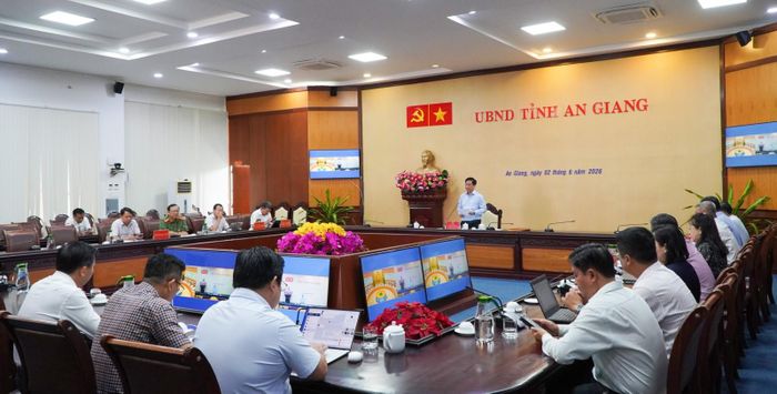 Quang cảnh cuộc họp tại điểm cầu tỉnh An Giang.