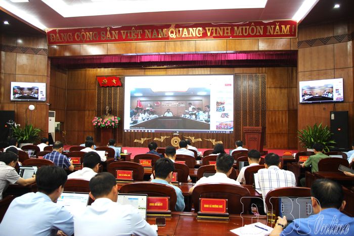 Quang cảnh hội nghị tại điểm cầu Điện Biên.