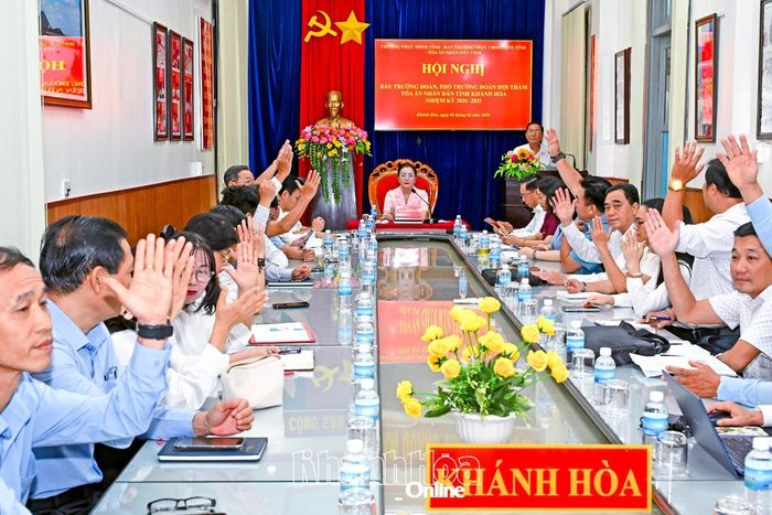 Các hội thẩm biểu quyết bầu Trưởng đoàn Hội thẩm nhân dân Tòa án nhân dân tỉnh.