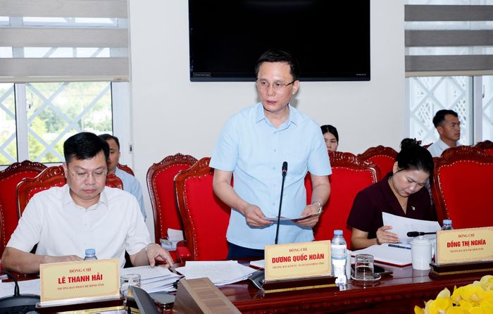 Lãnh đạo Ban Kinh tế - Ngân sách HĐND tỉnh báo cáo công tác thẩm tra dự thảo nghị quyết thuộc thẩm quyền. 