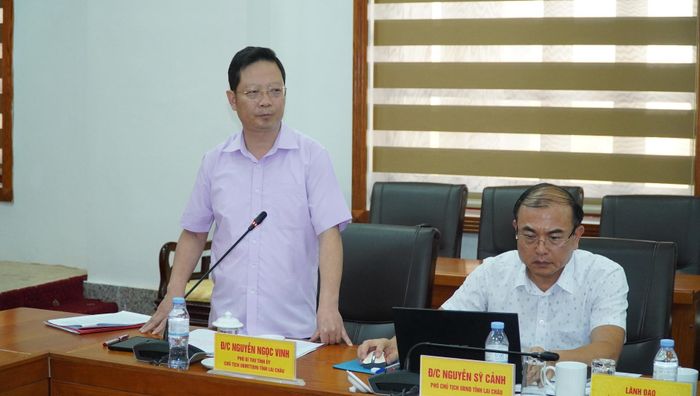 Đồng chí Nguyễn Ngọc Vinh - Phó Bí thư Tỉnh ủy, Chủ tịch Ủy ban MTTQ Việt Nam tỉnh phát biểu tại hội nghị.