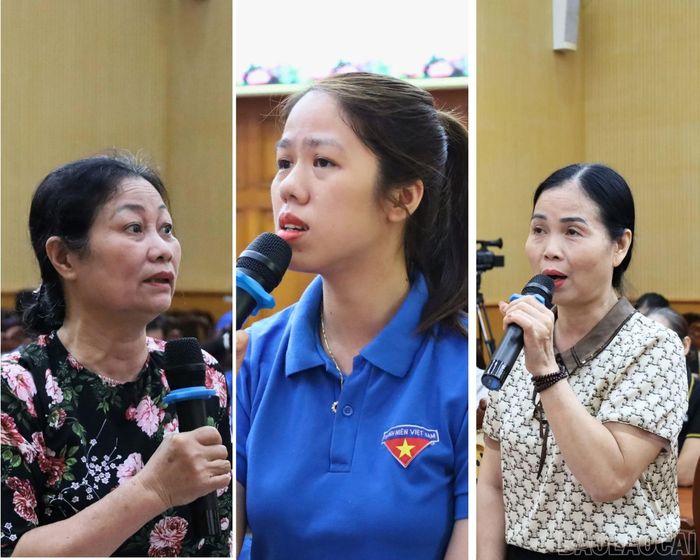 Đại diện đoàn viên, hội viên phụ nữ đóng góp ý kiến tại hội nghị.