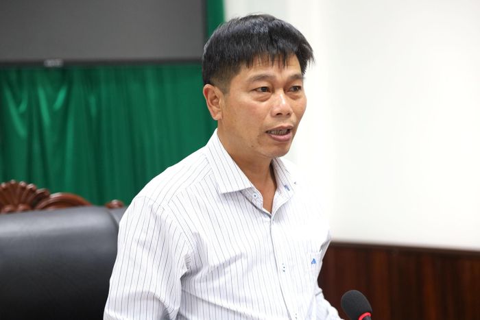 Đồng chí Huỳnh Minh Hải, Phó Trưởng Ban Tuyên giáo và Dân vận Tỉnh ủy phát biểu tại hội nghị