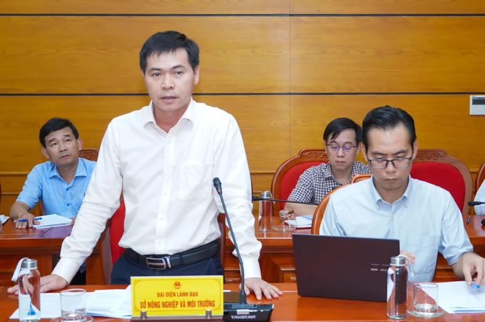 Đại diện lãnh đạo các sở, ngành phát biểu tại buổi làm việc - Ảnh: N.H