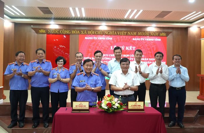 Đảng ủy UBND tỉnh và Đảng ủy Viện KSND tỉnh sẽ phối hợp chặt chẽ trong các lĩnh vực công tác - Ảnh: T.Đ