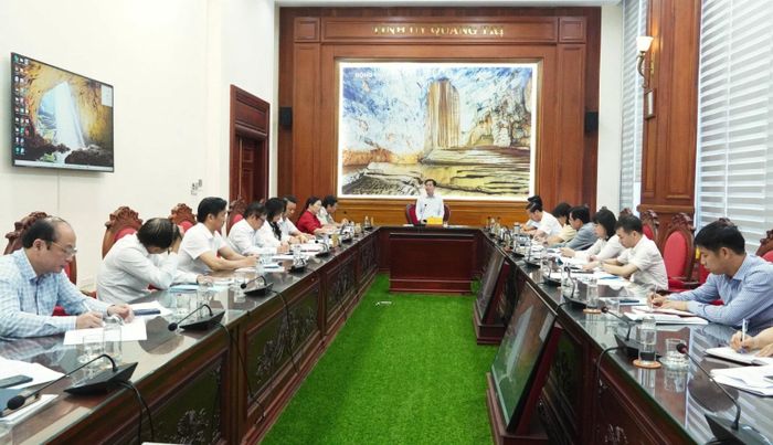 Đồng chí Nguyễn Văn Phương, Bí thư Tỉnh ủy phát biểu tại buổi làm việc - Ảnh: Q.V