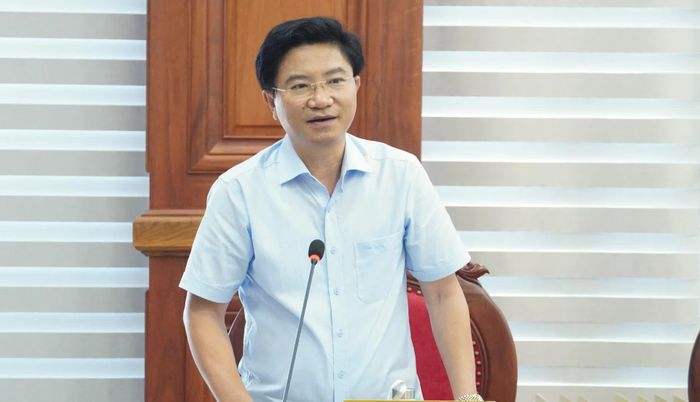 Đồng chí Trương An Ninh, Trưởng ban Tuyên giáo và Dân vận Tỉnh ủy phát biểu tại buổi làm việc - Ảnh: Q.V