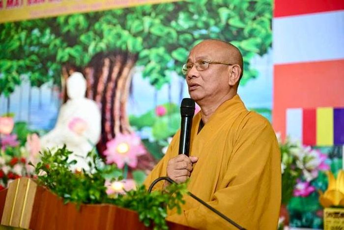 Hòa thượng Thích Quảng Hà, Phó Chủ tịch Hội đồng Trị sự, Trưởng ban Trị sự GHPGVN tỉnh Ninh Bình phát biểu chỉ đạo