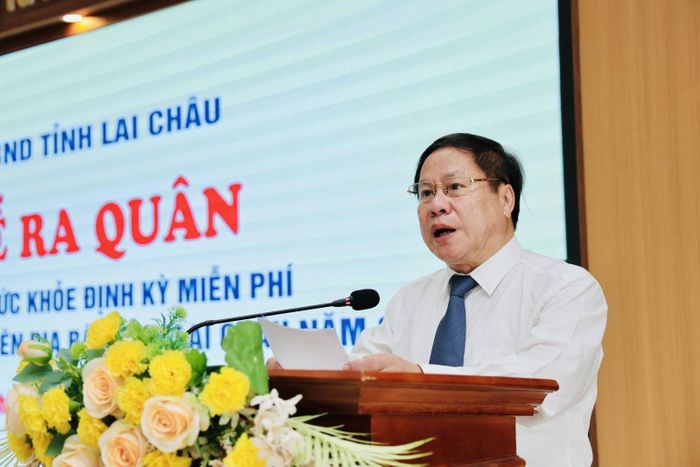 Phó Chủ tịch Thường trực UBND tỉnh Lai Châu Tống Thanh Hải phát biểu.