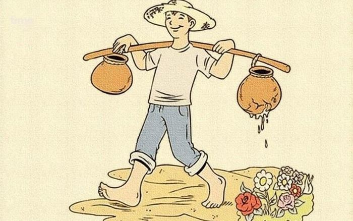 Nhiều khi, bình vỡ lại không hẳn vô dụng. Chút khiếm khuyết lại vô tình nâng đỡ chúng sinh hữu tình. Như nước trong chiếc bình vỡ này, giúp tẩm tưới hoa cỏ bên đường. Vạn vật tương sinh là vậy. Tưởng vỡ, mà lại rất lành... Ảnh minh họa: Internet