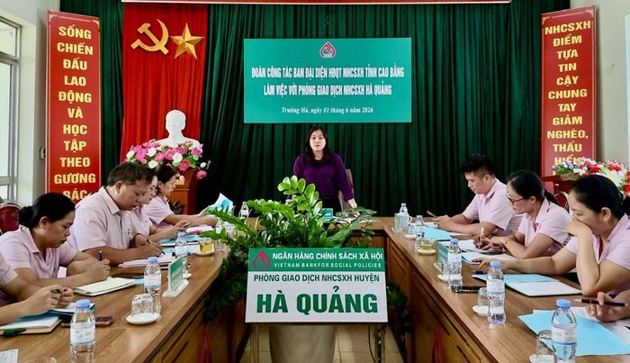 Ban đại diện Hội đồng quản trị Ngân hàng Chính sách xã hội tỉnh làm việc với Phòng Giao dịch Ngân hàng Chính sách xã hội Hà Quảng.