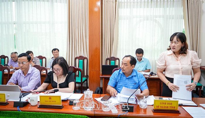 Bà Phạm Như Quỳnh, Phó Trưởng phòng Kinh tế, Sở Tài chính Cà Mau trình bày dự thảo Nghị quyết ban hành chính sách khuyến khích doanh nghiệp đầu tư vào nông nghiệp, nông thôn.