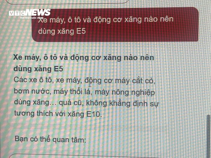 Chatbot giải đáp các nội dung về xăng sinh học.
