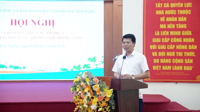 Bí thư Đảng ủy, Chủ tịch HĐND phường Nguyễn Nguyên Quân phát biểu kết luận tại hội nghị. Ảnh: Nguyễn Trọng