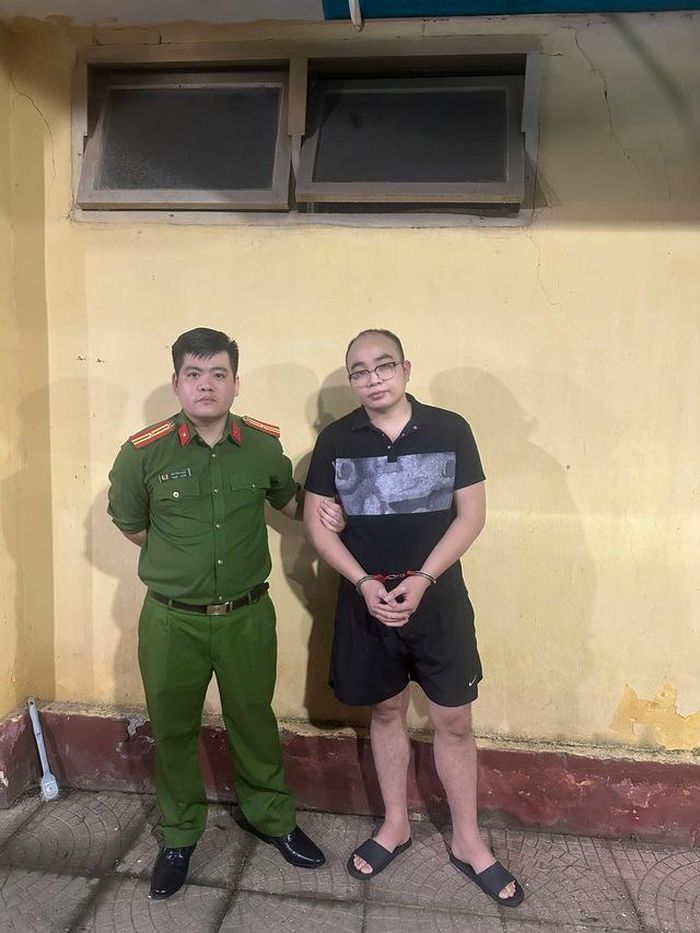 Phạm Ngọc Mạnh bị bắt giữ. Ảnh: Công an Hà Nội.