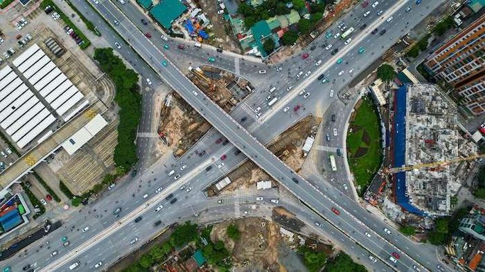 Dự án hầm chui Cổ Linh nhìn từ trên cao. Ảnh: Thắng Hoàng.