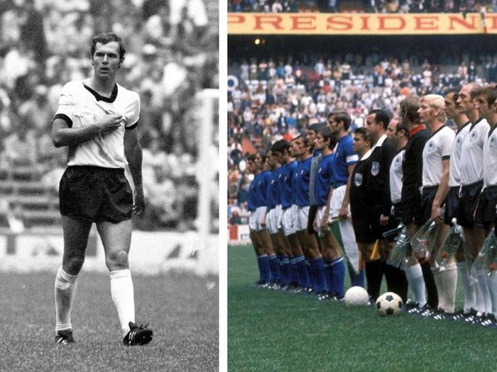 Dù bị chấn thương vai và phải đeo băng treo tay, Franz Beckenbauer vẫn thi đấu trọn vẹn trong “Trận cầu thế kỷ”