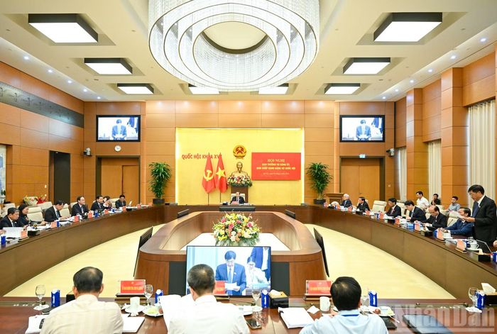 Quang cảnh hội nghị Ban Thường vụ, Ban Chấp hành Đảng ủy Quốc hội. (Ảnh: DUY LINH)