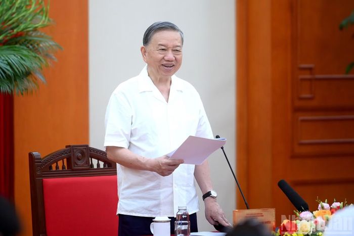Tổng Bí thư, Chủ tịch nước Tô Lâm phát biểu kết luận tại cuộc làm việc.