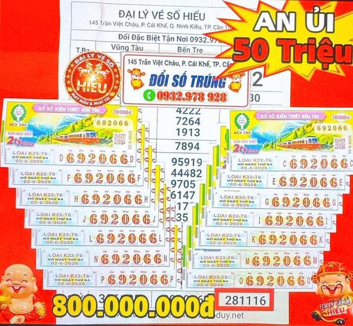 Giải an ủi của vé số Bến Tre được đổi tại TP Cần Thơ