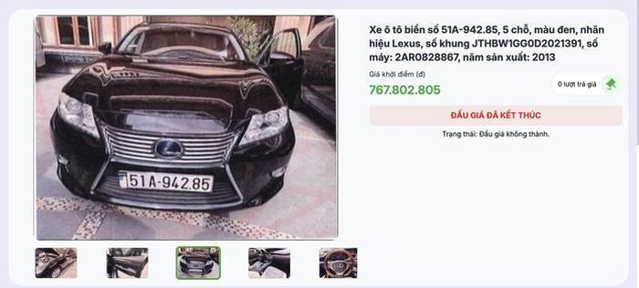 Chei61c ô tô Lexus đấu giá không thành hồi 22-5