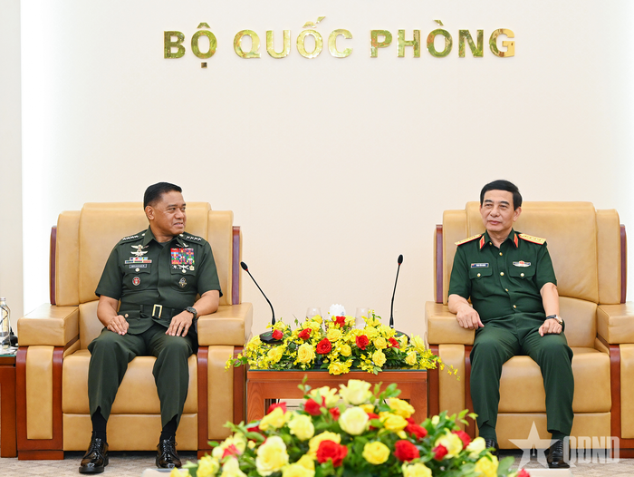  Đại tướng Phan Văn Giang tiếp Đại tướng Romeo S.Brawner Jr. Ảnh: TUẤN HUY 