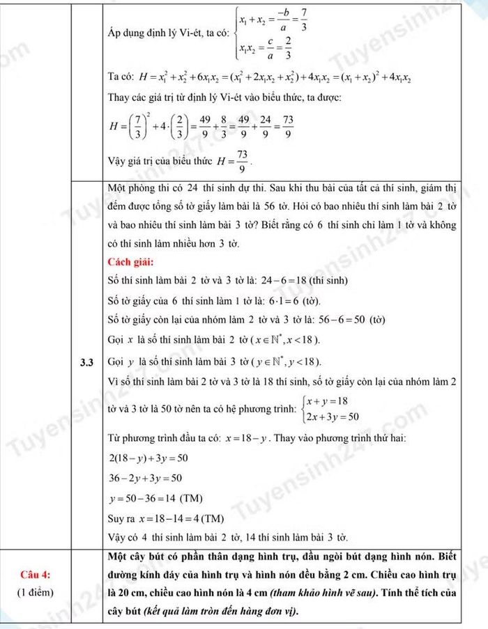 Đáp án gợi ý chỉ mang tính tham khảo.