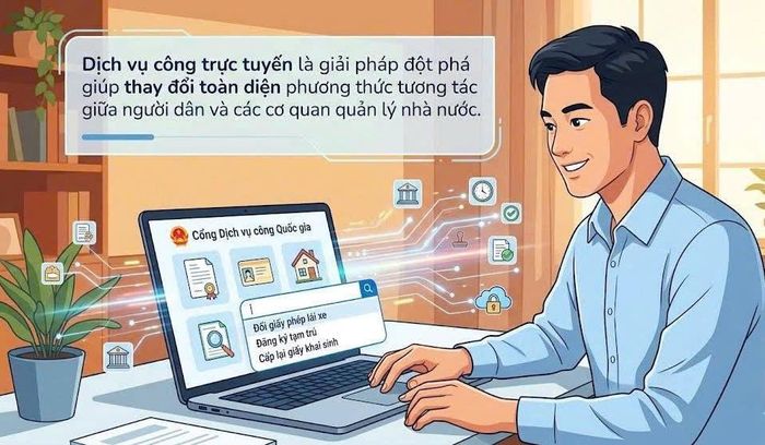Dịch vụ công trực tuyến là giải pháp đột phá giúp thay đổi toàn diện phương thức tương tác giữa người dân và các cơ quan quản lý nhà nước. Đồ họa: Thái Bình