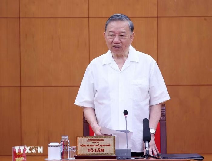 Tổng Bí thư, Chủ tịch nước Tô Lâm phát biểu chỉ đạo. (Ảnh: Văn Điệp/TTXVN)